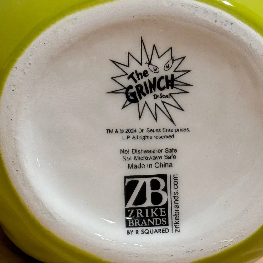 The Grinch Face Sculpted Mug Dr. Seuss Green Ceramic Coffee Cup ZB ZRIKE BRANDS - Picture 9 of 16